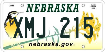 NE license plate XMJ215