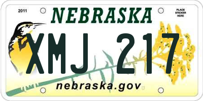 NE license plate XMJ217