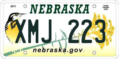 NE license plate XMJ223