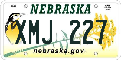 NE license plate XMJ227