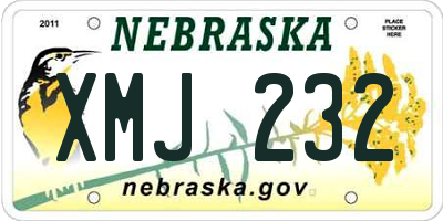 NE license plate XMJ232
