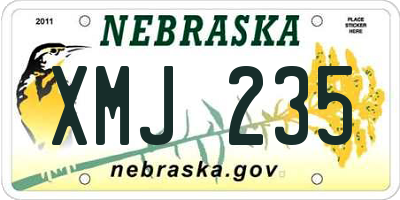 NE license plate XMJ235