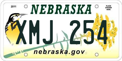 NE license plate XMJ254