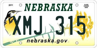 NE license plate XMJ315