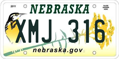 NE license plate XMJ316