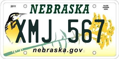 NE license plate XMJ567