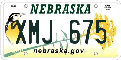 NE license plate XMJ675