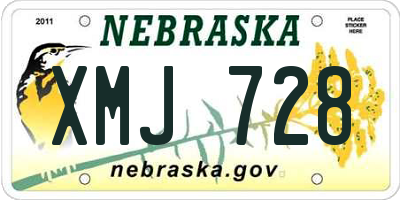 NE license plate XMJ728