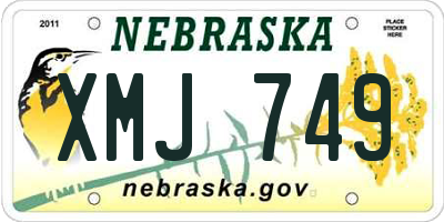 NE license plate XMJ749