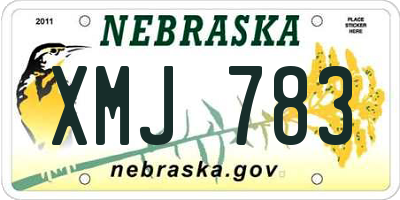 NE license plate XMJ783