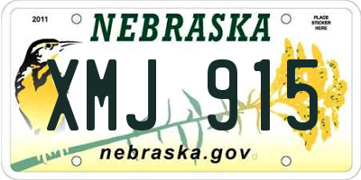 NE license plate XMJ915