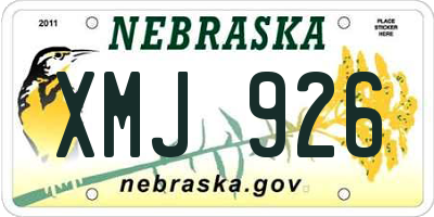 NE license plate XMJ926