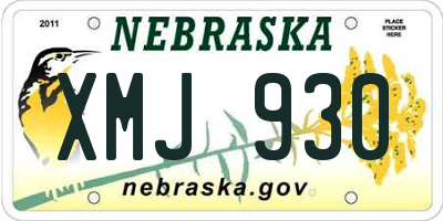 NE license plate XMJ930