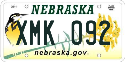 NE license plate XMK092