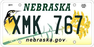 NE license plate XMK767