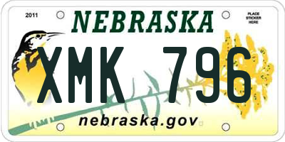 NE license plate XMK796