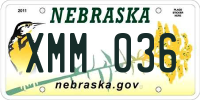 NE license plate XMM036