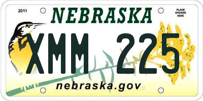 NE license plate XMM225
