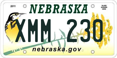 NE license plate XMM230