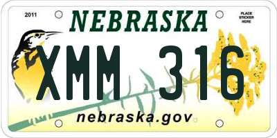 NE license plate XMM316