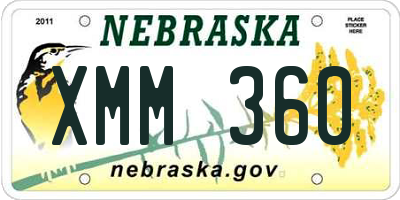 NE license plate XMM360