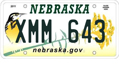 NE license plate XMM643