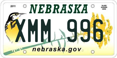 NE license plate XMM996