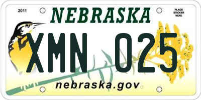 NE license plate XMN025