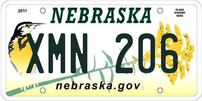 NE license plate XMN206