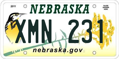 NE license plate XMN231