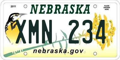 NE license plate XMN234