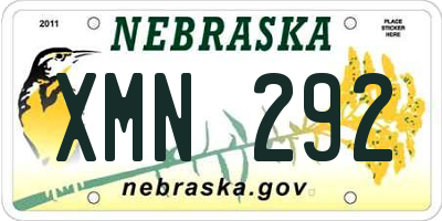 NE license plate XMN292
