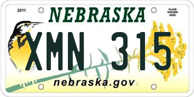 NE license plate XMN315