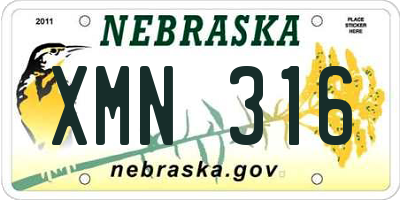 NE license plate XMN316