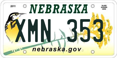 NE license plate XMN353