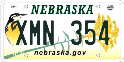 NE license plate XMN354