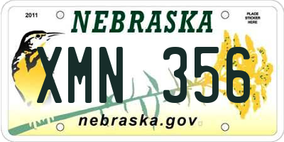NE license plate XMN356