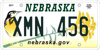 NE license plate XMN456