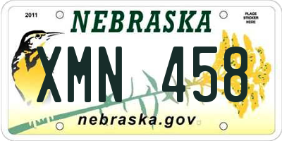 NE license plate XMN458