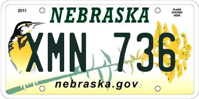 NE license plate XMN736