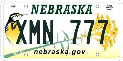 NE license plate XMN777