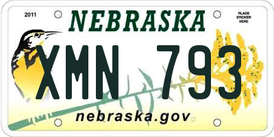 NE license plate XMN793