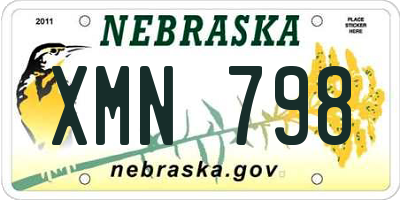 NE license plate XMN798