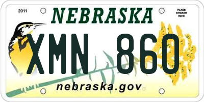 NE license plate XMN860