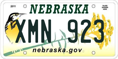 NE license plate XMN923