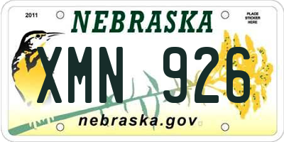 NE license plate XMN926