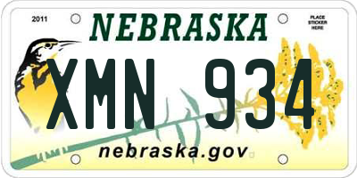 NE license plate XMN934