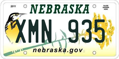 NE license plate XMN935
