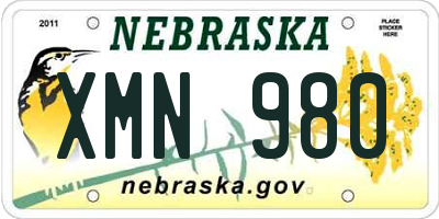 NE license plate XMN980