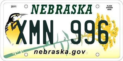 NE license plate XMN996